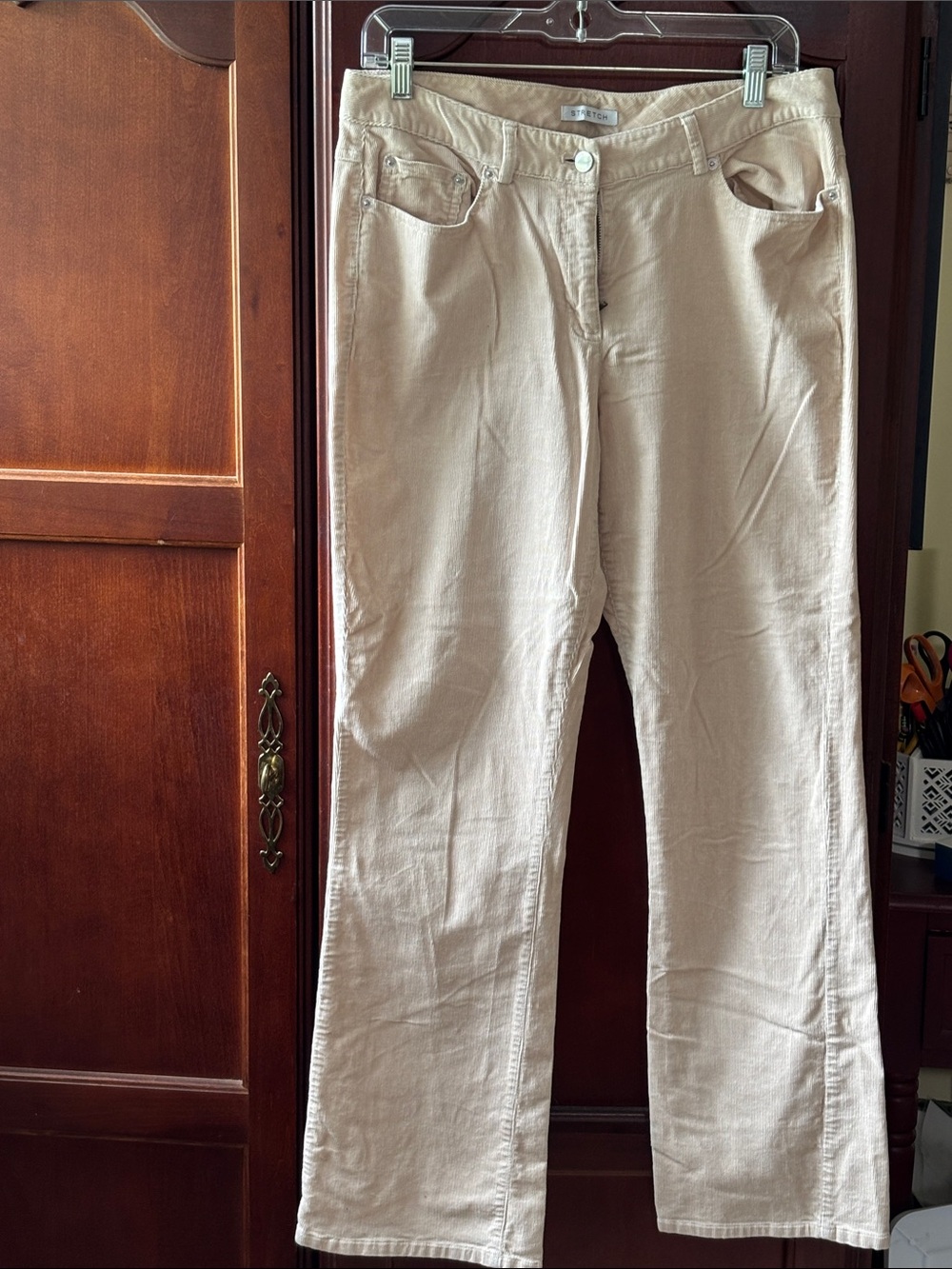 Villager stretch cream colored corduroy pants; size 10